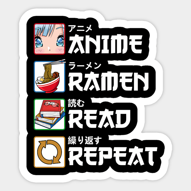 Anime Ramen Read Repeat Japanese Manga Book Reader Gift Sticker by Alex21